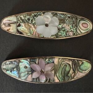 Elegant Sterling Silver Abalone Shell Hair Clips